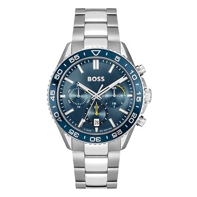 Boss Chronograph Quarz Uhr für Herren Kollektion Runner mit Edelstahl- oder Silikonarmband Boss Chronograph Quarz Uhr für Herren Kollektion Runner mit Edelstahl- oder Silikonarmband