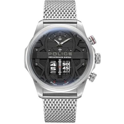 Police Rotorcrom Herren Armbanduhr aus Edelstahl in der Farbe Silber-Schwarz 44mm, Wasserdichtigkeit: 5 Bar, PEWJG0006504 Police Rotorcrom Herren Armbanduhr aus Edelstahl in der Farbe Silber-Schwarz 44mm, Wasserdichtigkeit: 5 Bar, PEWJG0006504