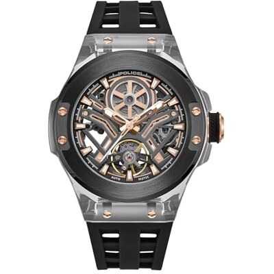 Police Cyclone Herrenuhr 44 mm Automatik Skelett Mineralglas 3 ATM Police Cyclone Herrenuhr 44 mm Automatik Skelett Mineralglas 3 ATM