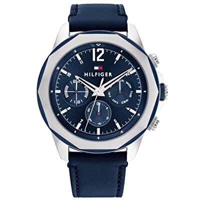 Tommy Hilfiger Multi Zifferblatt Quarz Uhr für Herren mit Marinblaues Lederarmband 1792063 Tommy Hilfiger Multi Zifferblatt Quarz Uhr für Herren mit Marinblaues Lederarmband 1792063