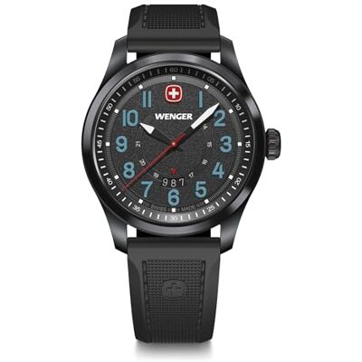 WENGER Herren Armbanduhr Terragraph Analog Quarz, Ø 43 mm, Swiss Made, Wasserdicht bis 100 m WENGER Herren Armbanduhr Terragraph Analog Quarz, Ø 43 mm, Swiss Made, Wasserdicht bis 100 m