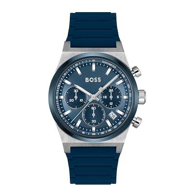 Boss Chronograph Quarz Uhr für Herren Kollektion Candor Chrono mit Blaues Silikonarmband 1514243 Boss Chronograph Quarz Uhr für Herren Kollektion Candor Chrono mit Blaues Silikonarmband 1514243