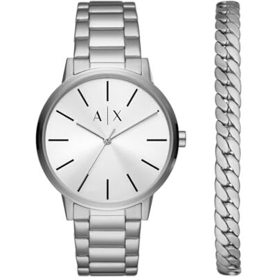 Armani Exchange Herren Quarz 3 Zeiger Uhr mit Armband AX7138SET Armani Exchange Herren Quarz 3 Zeiger Uhr mit Armband AX7138SET