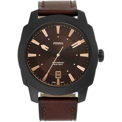 Fossil Machine Uhr für Herren, Quarzwerk mit Edelstahl- oder Lederarmband, Braun und Schwarz, 49MM Fossil Machine Uhr für Herren, Quarzwerk mit Edelstahl- oder Lederarmband, Braun und Schwarz, 49MM