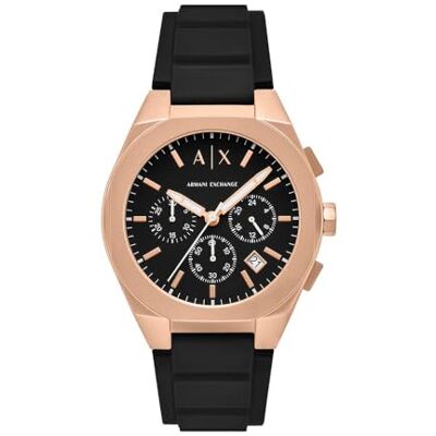 Armani Exchange Herrenuhr, Quarz-Chronographenwerk und 42 mm Gehäusegröße mit Silikonarmband Armani Exchange Herrenuhr, Quarz-Chronographenwerk und 42 mm Gehäusegröße mit Silikonarmband
