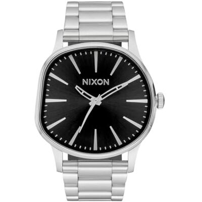 NIXON Sentry Herren Armbanduhr, Quarz Analog, Edelstahl, 41mm, Edelstahlarmband, Silber, 5 bar, Zifferblattfarbe: Schwarz, A1461-5384-00 NIXON Sentry Herren Armbanduhr, Quarz Analog, Edelstahl, 41mm, Edelstahlarmband, Silber, 5 bar, Zifferblattfarbe: Schwarz, A1461-5384-00