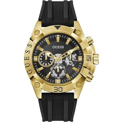 Guess Prospect Herren Uhr 46 mm Edelstahl – Quarz Analog Armbanduhr Silikonarmband Schwarz, Sportuhr Herrenuhr Schwarz mit Datum Leuchtzeiger, 5 bar GW1060G2 Guess Prospect Herren Uhr 46 mm Edelstahl – Quarz Analog Armbanduhr Silikonarmband Schwarz, Sportuhr Herrenuhr Schwarz mit Datum Leuchtzeiger, 5 bar GW1060G2