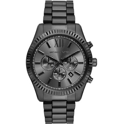 Michael Kors Lexington Watch for Men, 44mm Quartz Chronograph Movement with Stainless Steel Strap Michael Kors Lexington Watch for Men, 44mm Quartz Chronograph Movement with Stainless Steel Strap
