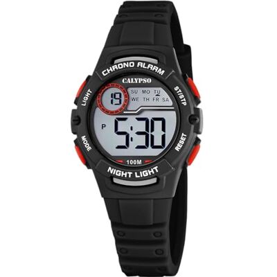 Calypso Kinderuhr Digital Kautschuk Schwarz Wasserdicht 10 ATM Datum & Kalender Chronograph Doppelte Zeitzone Licht Alarm 12/24h Junior Collection K5852/6 Calypso Kinderuhr Digital Kautschuk Schwarz Wasserdicht 10 ATM Datum & Kalender Chronograph Doppelte Zeitzone Licht Alarm 12/24h Junior Collection K5852/6