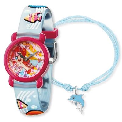 Engelsrufer Herzengel Kinder Uhrenset mit Meerjungfrau Motiv Analoge Armbanduhr, Robustes Kunststoffgehäuse, Weiches Band, 27mm, 3ATM mit Passendem Nylonarmband und Stiftemäppchen Engelsrufer Herzengel Kinder Uhrenset mit Meerjungfrau Motiv Analoge Armbanduhr, Robustes Kunststoffgehäuse, Weiches Band, 27mm, 3ATM mit Passendem Nylonarmband und Stiftemäppchen