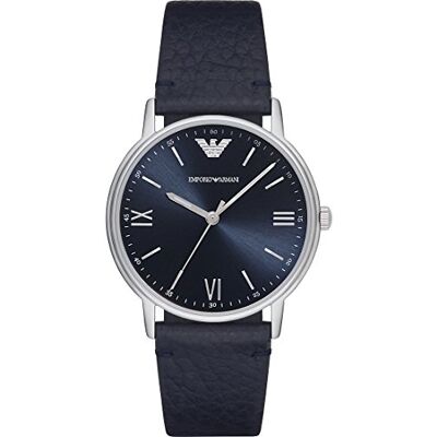 Giorgio Armani Watch for Men, Quarz-Dreizeigerwerk und 41mm Gehäusegröße mit Lederarmband Giorgio Armani Watch for Men, Quarz-Dreizeigerwerk und 41mm Gehäusegröße mit Lederarmband