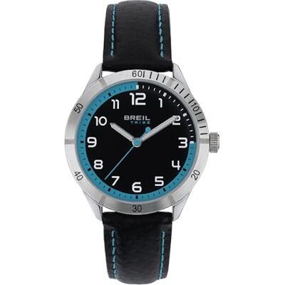 Breil Mate Herren Multifunktionsuhr mit Armband aus Leder, in der Farbe: Schwarz/Türkis, Gehäusedurchmesser: 37 mm, EW0621 Breil Mate Herren Multifunktionsuhr mit Armband aus Leder, in der Farbe: Schwarz/Türkis, Gehäusedurchmesser: 37 mm, EW0621