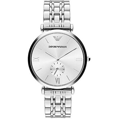 Giorgio Armani Herrenuhr, Quarz-Zweizeigerwerk mit Edelstahl- oder Lederarmband Giorgio Armani Herrenuhr, Quarz-Zweizeigerwerk mit Edelstahl- oder Lederarmband
