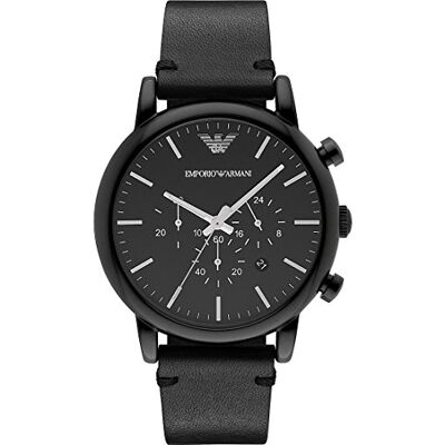 Giorgio Armani Watch for Men, Quarz-Chronographenwerk und 46mm Gehäusegröße mit Edelstahlarmband Giorgio Armani Watch for Men, Quarz-Chronographenwerk und 46mm Gehäusegröße mit Edelstahlarmband