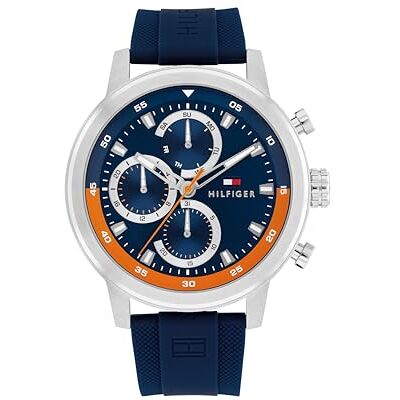 Tommy Hilfiger Multi Zifferblatt Quarz Uhr für Herren mit Marinblaues Silikonarmband 1792177 Tommy Hilfiger Multi Zifferblatt Quarz Uhr für Herren mit Marinblaues Silikonarmband 1792177
