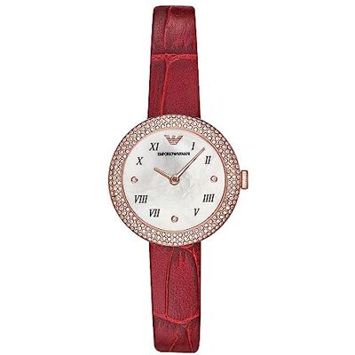 Giorgio Armani Watch for Women, 30mm Quarz-Zweizeigerwerk mit Lederarmband Giorgio Armani Watch for Women, 30mm Quarz-Zweizeigerwerk mit Lederarmband