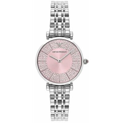 Giorgio Armani Watch for Women, 32mm Zweizeiger-Quarzwerk mit silberfarbenem Edelstahlarmband Giorgio Armani Watch for Women, 32mm Zweizeiger-Quarzwerk mit silberfarbenem Edelstahlarmband