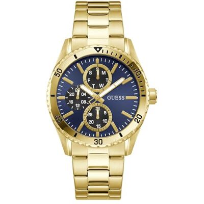 Guess Velocity, Herren Armbanduhr, Quarz Analog, Edelstahl, 43mm, Edelstahlarmband, Gold, 5 bar, Zifferblattfarbe: Blau, Datumsanzeige, GW1061G2 Guess Velocity, Herren Armbanduhr, Quarz Analog, Edelstahl, 43mm, Edelstahlarmband, Gold, 5 bar, Zifferblattfarbe: Blau, Datumsanzeige, GW1061G2