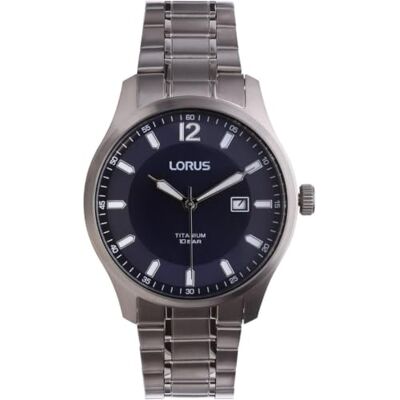 Lorus Herren Analog Quarz Uhr mit Titan Armband,Silber/Blau Lorus Herren Analog Quarz Uhr mit Titan Armband,Silber/Blau