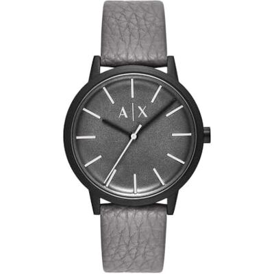 Armani Exchange Watch For Men, Quarz-Dreizeigerwerk und 42 mm Gehäusegröße mit Lederarmband Armani Exchange Watch For Men, Quarz-Dreizeigerwerk und 42 mm Gehäusegröße mit Lederarmband