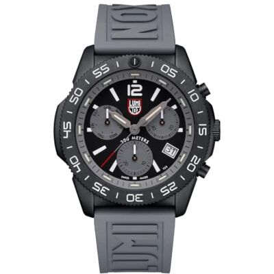 Luminox Pacific Diver Chronograph XS.3148 Herren Taucheruhr – Quarz, Edelstahlgehäuse 44 mm, Kautschukarmband, Grau, Schwarzes Zifferblatt, 20 bar wasserdicht, Chronograph, Datum, Leuchtzeiger Luminox Pacific Diver Chronograph XS.3148 Herren Taucheruhr – Quarz, Edelstahlgehäuse 44 mm, Kautschukarmband, Grau, Schwarzes Zifferblatt, 20 bar wasserdicht, Chronograph, Datum, Leuchtzeiger