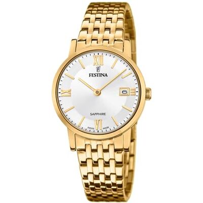 Festina Swiss Made Damenuhr Analog aus Edelstahl 316l Goldfarben Festina Swiss Made Damenuhr Analog aus Edelstahl 316l Goldfarben