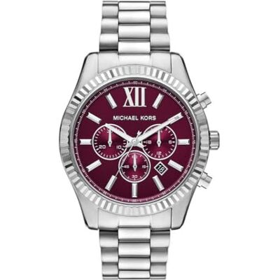 Michael Kors Lexington Herren 44MM Silberfarbene Edelstahluhr, MK9242 Michael Kors Lexington Herren 44MM Silberfarbene Edelstahluhr, MK9242