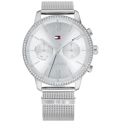 Tommy Hilfiger Multi Zifferblatt Quarz Uhr für Damen mit Silbernes Edelstahl-Mesh-Gliederarmband 1782301 Tommy Hilfiger Multi Zifferblatt Quarz Uhr für Damen mit Silbernes Edelstahl-Mesh-Gliederarmband 1782301