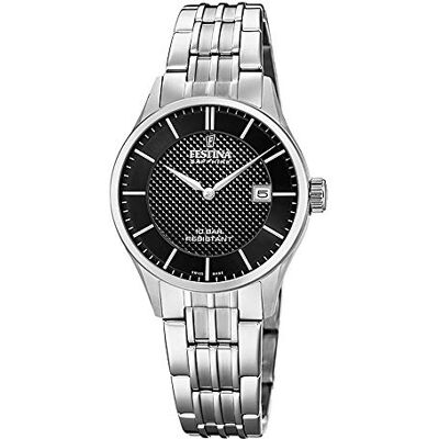 Festina Swiss Made Damen Armbanduhr Edelstahl 316L Silber Quarzwerk Saphirglas Resistent Wasserdicht bis 10 ATM Kalender F20006/4 Classic Steel Festina Swiss Made Damen Armbanduhr Edelstahl 316L Silber Quarzwerk Saphirglas Resistent Wasserdicht bis 10 ATM Kalender F20006/4 Classic Steel