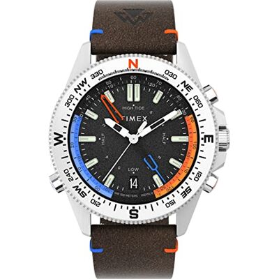 Timex TW2V64400 Expedition Tide-Temp-Compass Herren-Armbanduhr, 43 mm, braunes umweltfreundliches Lederarmband mit schwarzem Zifferblatt und Edelstahlgehäuse Timex TW2V64400 Expedition Tide-Temp-Compass Herren-Armbanduhr, 43 mm, braunes umweltfreundliches Lederarmband mit schwarzem Zifferblatt und Edelstahlgehäuse