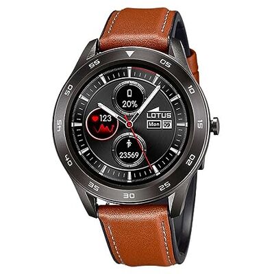 Lotus Smartime Digital Herren Armbanduhr aus Edelstahl mit Lederarmband in der Farbe Braun 47 mm Lotus Smartime Digital Herren Armbanduhr aus Edelstahl mit Lederarmband in der Farbe Braun 47 mm