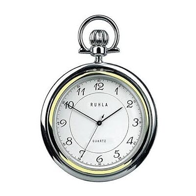 UMR RUHLA Ruhla Unisex Taschenuhren in der Farbe Bicolor Edelstahlgehäuse, weißes Zifferblatt mit arabischen Zahlen, Gehäusedurchmesser: 48 mm, 82000R8053 UMR RUHLA Ruhla Unisex Taschenuhren in der Farbe Bicolor Edelstahlgehäuse, weißes Zifferblatt mit arabischen Zahlen, Gehäusedurchmesser: 48 mm, 82000R8053