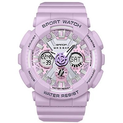 RORIOS Digitale Sportuhr für Damen und Herren, wasserdicht, mit Alarm und Timer, violett, Armband RORIOS Digitale Sportuhr für Damen und Herren, wasserdicht, mit Alarm und Timer, violett, Armband