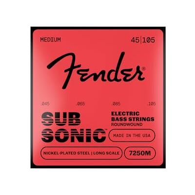 Fender Super 7250 Saitensatz für E-Bass, 045/105 Stärke, lange Skala, vernickelt Fender Super 7250 Saitensatz für E-Bass, 045/105 Stärke, lange Skala, vernickelt