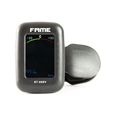 Fame ET-05SV Clip-on Tuner für Streichinstrumente, Präzises Stimmgerät, LC-Display, Violine, Viola, Cello, Bass, Chromatische Modi, 360° Schwenkbares Clip-Gelenk, Kammerton A 430-450 Hz Fame ET-05SV Clip-on Tuner für Streichinstrumente, Präzises Stimmgerät, LC-Display, Violine, Viola, Cello, Bass, Chromatische Modi, 360° Schwenkbares Clip-Gelenk, Kammerton A 430-450 Hz