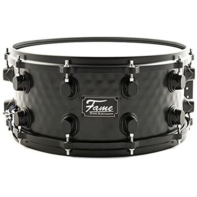 Fame FSS-65 Snare Drum, 14"x6.5", Hammered Black Steel, Professional Quality, Remo Skins, Die-Cast Hoops, 10 Tuning Screws, Includes Drum Sticks, Ideal for Beginners Fame FSS-65 Snare Drum, 14"x6.5", Hammered Black Steel, Professional Quality, Remo Skins, Die-Cast Hoops, 10 Tuning Screws, Includes Drum Sticks, Ideal for Beginners