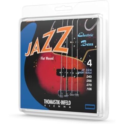 Thomastik-Infeld Flat Wound E-Bass JF324-4-Saiten Satz – Jazz Bass Short Scale 32" Stärken .043 .056 .070 .106 Thomastik-Infeld Flat Wound E-Bass JF324-4-Saiten Satz – Jazz Bass Short Scale 32" Stärken .043 .056 .070 .106