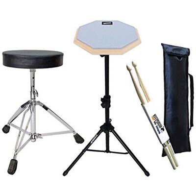 keepdrum DP-GY Set Übungspad Practice Pad Grau mit Stativ und Tasche + Drumhocker + Drumsticks 1 Paar keepdrum DP-GY Set Übungspad Practice Pad Grau mit Stativ und Tasche + Drumhocker + Drumsticks 1 Paar