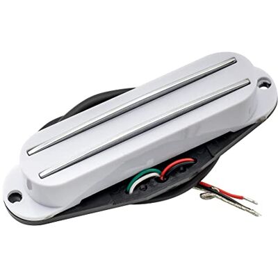 Musiclily High Output Dual Hot Rail Keramik Single Coil Sized Humbucker Pickup Tonabnehmer für Fender Squier Strat E-Gitarre, Weiß Musiclily High Output Dual Hot Rail Keramik Single Coil Sized Humbucker Pickup Tonabnehmer für Fender Squier Strat E-Gitarre, Weiß