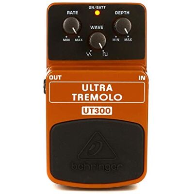 Behringer UT300 Ultra Tremolo Gitarren-Effektpedal mit Reglern für Rate, Wave und Depth – klassischer Vintage-Amp-Tremolo-Sound für E-Gitarre und Live-Auftritte Behringer UT300 Ultra Tremolo Gitarren-Effektpedal mit Reglern für Rate, Wave und Depth – klassischer Vintage-Amp-Tremolo-Sound für E-Gitarre und Live-Auftritte