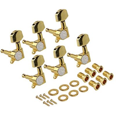 Kmise E-Gitarre Tuning Pegs Tuner Schlüssel Stimmmechanik für akustische Teile Ersatz 6 L Inline Gold geschlossen Gear Kmise E-Gitarre Tuning Pegs Tuner Schlüssel Stimmmechanik für akustische Teile Ersatz 6 L Inline Gold geschlossen Gear