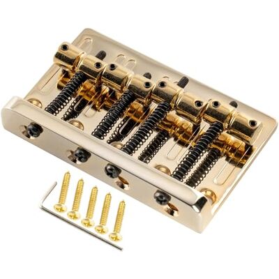 Musiclily Pro BB003 57mm Bass Steg Vintage Messing Saitenreiter Gold Hochbelastbar, für 4-Saiter Precision/Jazz Bass Musiclily Pro BB003 57mm Bass Steg Vintage Messing Saitenreiter Gold Hochbelastbar, für 4-Saiter Precision/Jazz Bass