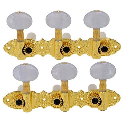 Kmise Klassische Gitarre Tuning Pegs Mechaniken Tuner gold weiß perloid-Kopf Paar 1 Kmise Klassische Gitarre Tuning Pegs Mechaniken Tuner gold weiß perloid-Kopf Paar 1