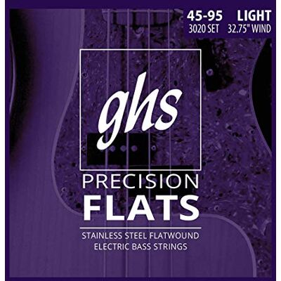 GHS Strings GHS Precision Flatwound 3020 Bass String Set, 4-String, Light, .045-.095, Short Scale GHS Strings GHS Precision Flatwound 3020 Bass String Set, 4-String, Light, .045-.095, Short Scale