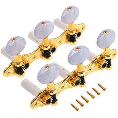 Kmise klassischen Gitarre Tuning Schlüssel, Maschinenköpfe Tasten Tuner 3R + 3L Set Gold Weiß Kmise klassischen Gitarre Tuning Schlüssel, Maschinenköpfe Tasten Tuner 3R + 3L Set Gold Weiß