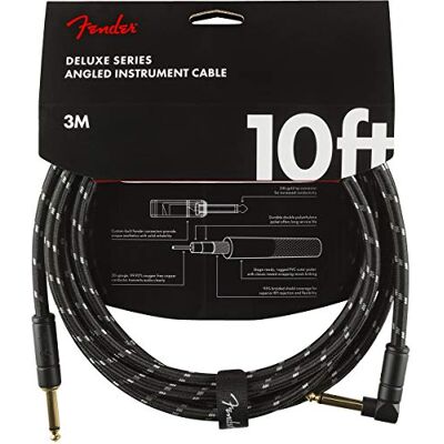 Fender Deluxe Instrumentenkabel, gerade/abgewinkelt, 3 m 99 % sauerstofffreies Kupfer, 24 Karat vergoldete 6,35-mm-Klinkenbuchsen, rauschfreies Signal, Live-Auftritt, Studio Fender Deluxe Instrumentenkabel, gerade/abgewinkelt, 3 m 99 % sauerstofffreies Kupfer, 24 Karat vergoldete 6,35-mm-Klinkenbuchsen, rauschfreies Signal, Live-Auftritt, Studio