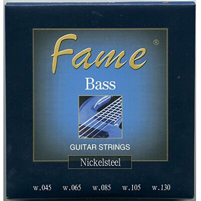 Fame 5er Bass Saiten Set, 45-130 Nickel Plated Steel, Light Stärke, Roundwound, Longscale, Perfekt für 5-Saiter E-Bass Fame 5er Bass Saiten Set, 45-130 Nickel Plated Steel, Light Stärke, Roundwound, Longscale, Perfekt für 5-Saiter E-Bass