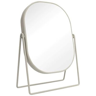 Jean & Len Kosmetikspiegel, aus Eisen, robust und Kratzfest, Mattes & stilvolles Finish in beige, Rückseite mit 3-facher Vergrößerung, ovaler Kleiner Spiegel, 20 x 27 cm Jean & Len Kosmetikspiegel, aus Eisen, robust und Kratzfest, Mattes & stilvolles Finish in beige, Rückseite mit 3-facher Vergrößerung, ovaler Kleiner Spiegel, 20 x 27 cm
