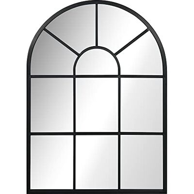 HOMCOM Wandspiegel Fenster Spiegel mit Metallrahmen, 70 x 50 cm Schwarz Dekorativer Hängespiegel, Flurspiegel, für Schlafzimmer, Wohnzimmmer HOMCOM Wandspiegel Fenster Spiegel mit Metallrahmen, 70 x 50 cm Schwarz Dekorativer Hängespiegel, Flurspiegel, für Schlafzimmer, Wohnzimmmer