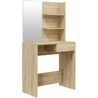 vidaXL Schminktisch mit Spiegel, Schmucktisch mit viel Stauraum, Kosmetiktisch für Schlafzimmer, Frisiertisch Tisch Kosmetikspiegel, Sonoma-Eiche vidaXL Schminktisch mit Spiegel, Schmucktisch mit viel Stauraum, Kosmetiktisch für Schlafzimmer, Frisiertisch Tisch Kosmetikspiegel, Sonoma-Eiche